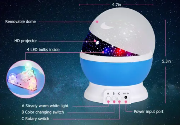 Night Light Projector Lamp Flashing Moonlight Star Projector (Multicolor)
